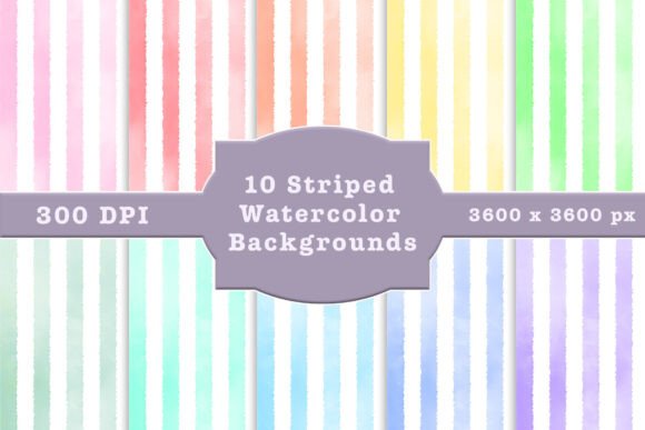 10 Striped Watercolor Digital Papers: A Creative Asset