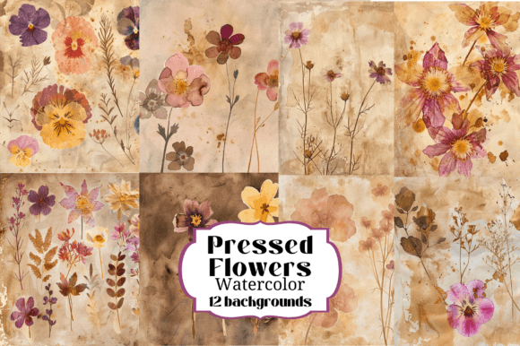 12 Pressed Flowers Watercolor Backgrounds: A Creative Toolkit