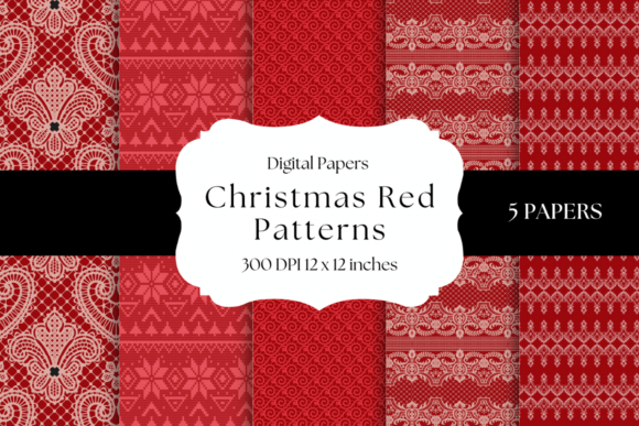 Christmas Red Patterns Digital Papers for Festive Designs