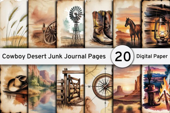 Cowboy Desert Junk Journal Pages: A Digital Toolkit for Western Aesthetics