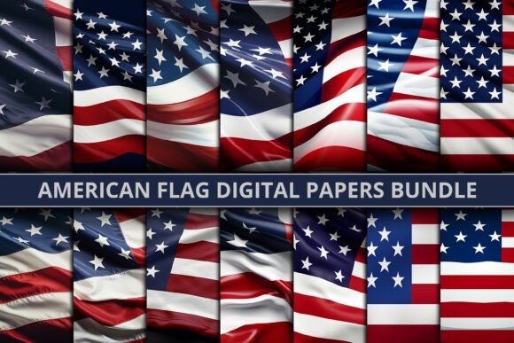 Elevate Your Designs with the American Flag Digital Papers Bundle