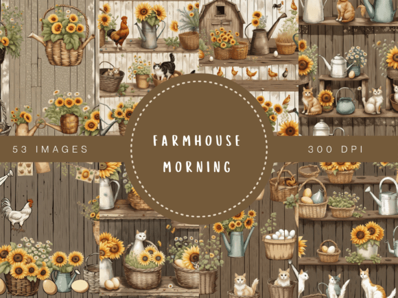 Farmhouse Morning: Rustic Country Digital Papers for Cozy Crafts