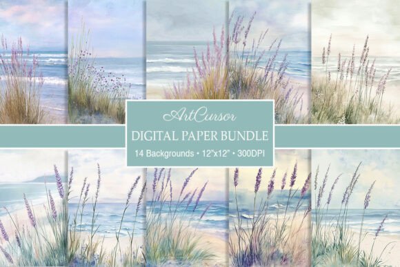 Lavender Flowers Beach Coast Background: A Designer's Guide to Serene Digital Paper