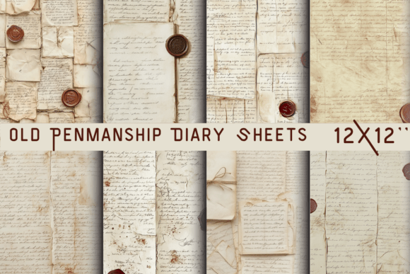 Old Penmanship Diary Sheets: Vintage Writing Elegance