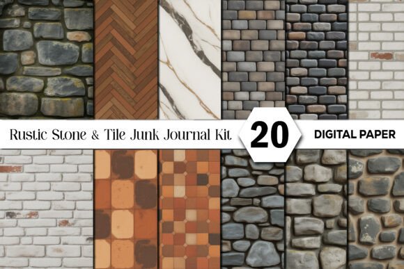 Rustic Stone & Tile Junk Journal Kit: Authentic Digital Textures