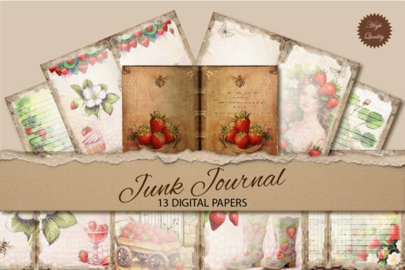 The Sweet Appeal of Strawberry Junk Journal Paper Background