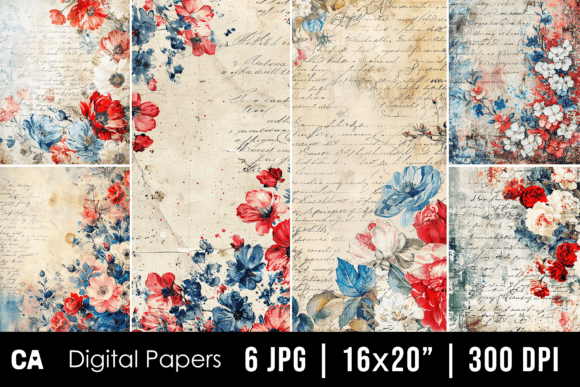 Timeless Americana: Unpacking Vintage Patriotic Floral Journal Pages