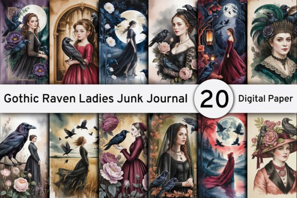 Unleash Dark Elegance: The Gothic Raven Ladies Junk Journal Kit