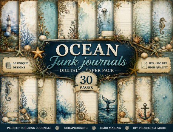 Vintage Coastal Seashell Background: Your Design Toolkit