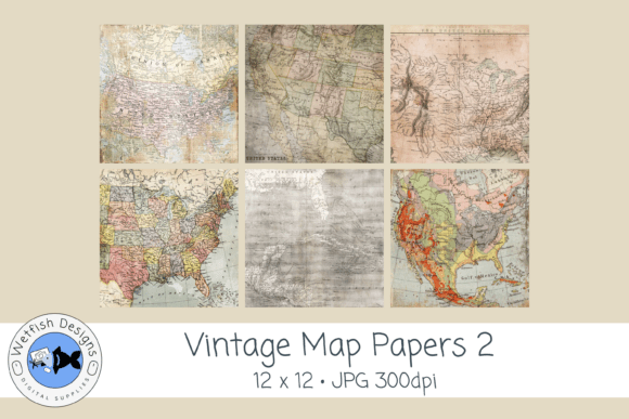 Vintage Map Junk Journal Papers 2: A Designer's Guide