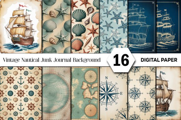 Vintage Nautical Junk Journal Background: Timeless Oceanic Charm