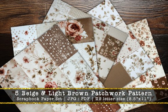 Warm, Timeless Texture: The Allure of Beige & Light Brown Patchwork Scrapbooks