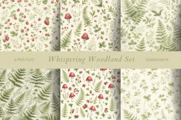 Whispering Woodland Set: Botanical Backgrounds for Gentle Design